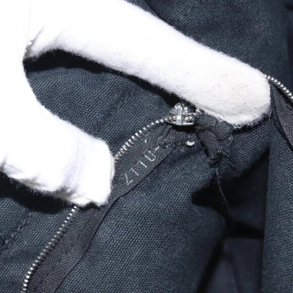 HERMES Fourre Tout PM Hand Bag Canvas Black Gray Silver Auth ti3266 - Picture 2 of 14